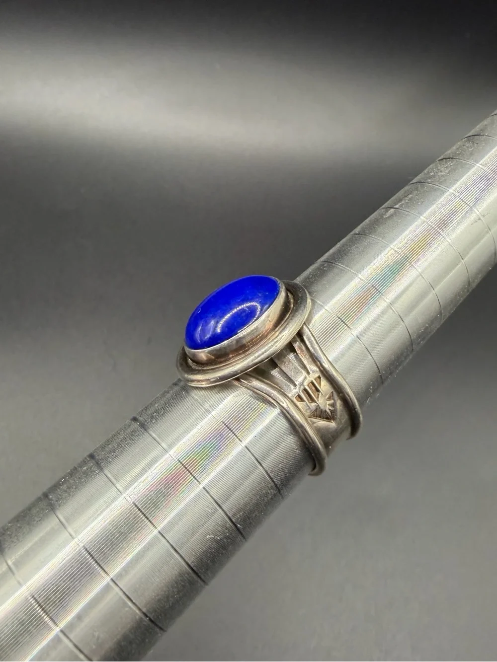 Vintage Sterling Silver 925 Native Navajo B Chavez Lapis Ring Size 9.5 Jewelry
